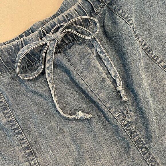 For The Republic Lg Shorts Tencil "Jean" Boho Drawstring Soft Flowy Cut Off Raw - Picture 11 of 14